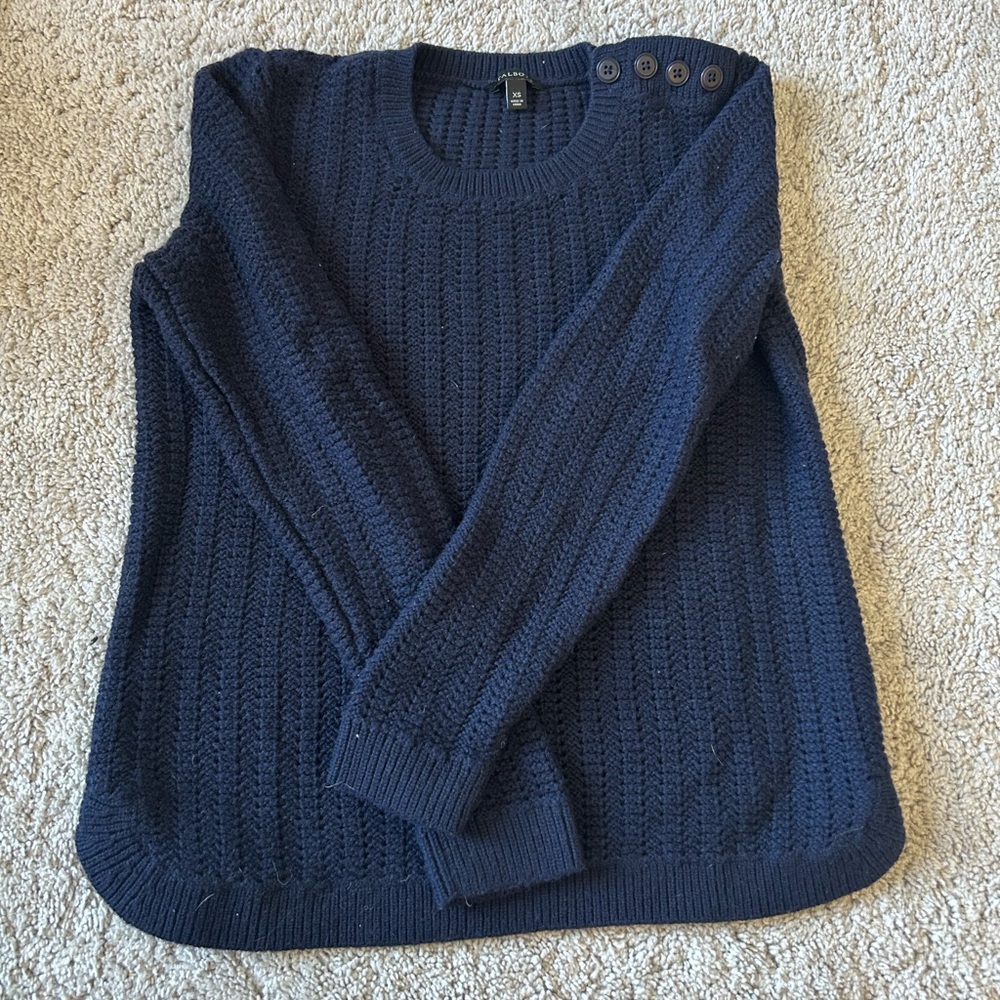 Talbot navy blue crew neck sweater with buttons - size x-small